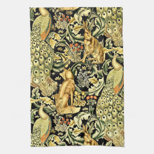 Linge De Cuisine William Morris Forêt Tapisserie Fox Hare Peacock