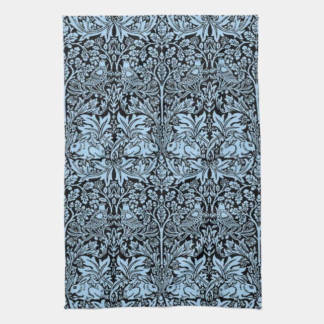 Linge De Cuisine William Morris Frère Lapin Bleu Clair Noir (Vertical)