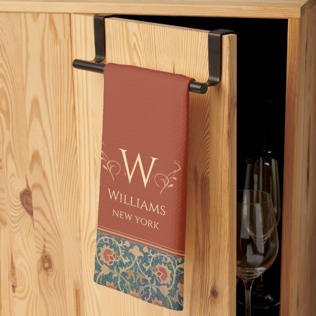 Linge De Cuisine William Morris Holland Park Rust Red Personnalisé (Pliage en tiers)