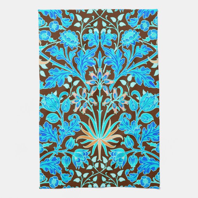 Linge De Cuisine William Morris Hyacinth Imprimer, Aqua et Brown (Vertical)