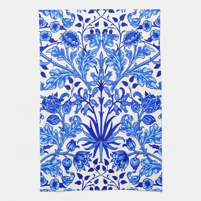Linge De Cuisine William Morris Hyacinth Imprimer, Cobalt Bleu & Bl (Vertical)