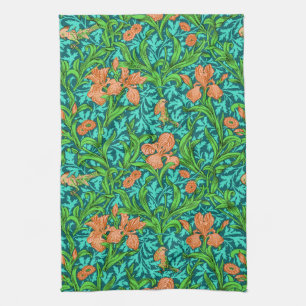 Linge De Cuisine William Morris Irises, orange et turquoise