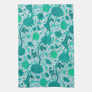 Linge De Cuisine William Morris Jacobean Floral, Turquoise