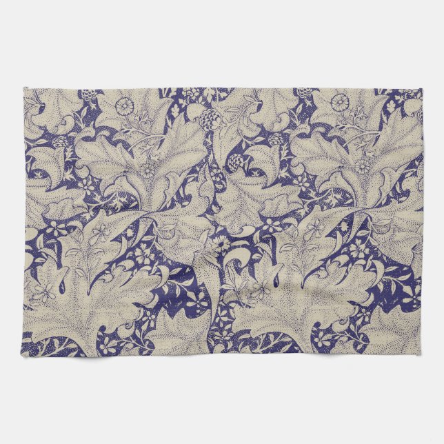 Linge De Cuisine William Morris Motif Giroflée Bleu Antique (Horizontal)
