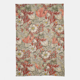 Linge De Cuisine William Morris Spring Compton Fleur Vintage Rouge