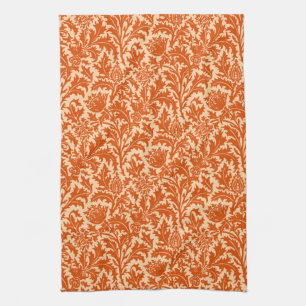 Linge De Cuisine William Morris Thistle Damask, Mandarin Orange