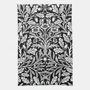 Linge De Cuisine William Morris Vintage motif chêne noir et blanc