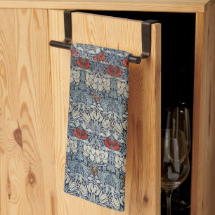 Linge De Cuisine William Morris Vintage Rouge Floral Tulip et Rose