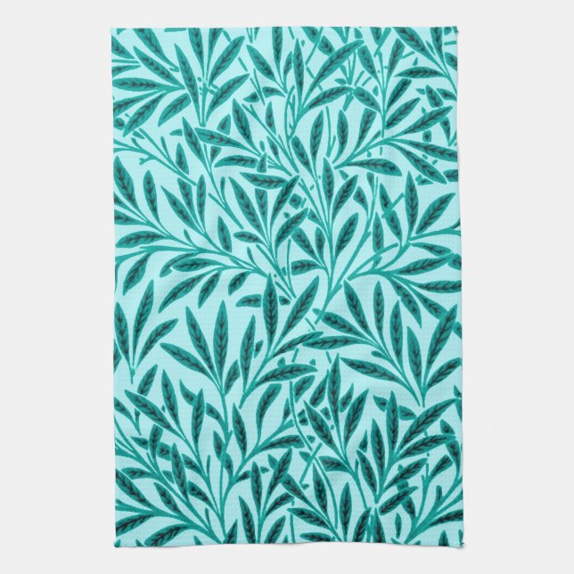 Linge De Cuisine William Morris Willow Motif, Turquoise & Aqua (Vertical)