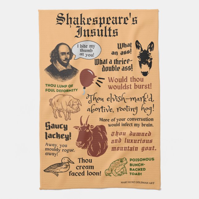 Linge De Cuisine William Shakespeare Citations d'insulte drôle Théâ (Vertical)