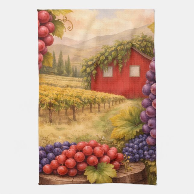 Linge De Cuisine Wine Country Harvest Grapes Tea Towel – Vineyard  (Vertical)