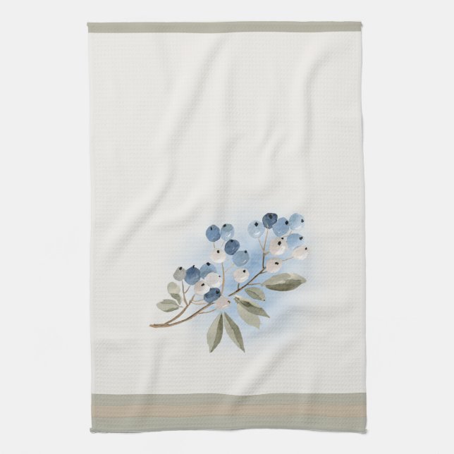Linge De Cuisine Winter Watercolor Blue Berry Botanical (Vertical)