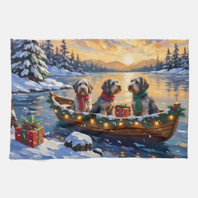 Linge De Cuisine Wirehaired Pointing Griffon Christmas Boat Holiday (Horizontal)