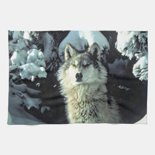 Linge De Cuisine Wolf Dans La Neige (Horizontal)