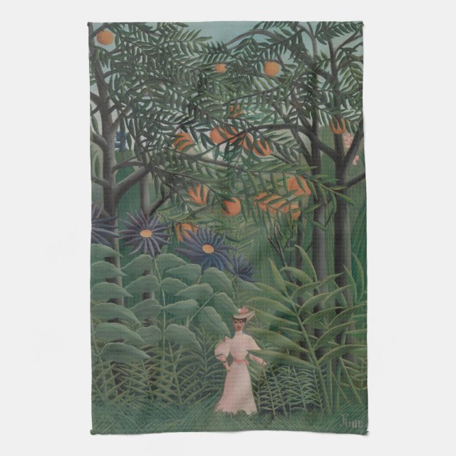 Linge De Cuisine Woman Walking in an Exotic Forest, Henri Rousseau (Vertical)