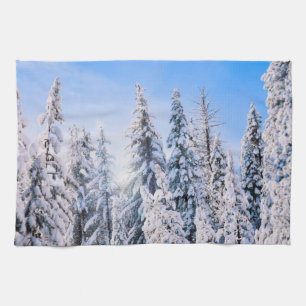 Linge De Cuisine Wonderland Pine Trees en Neige