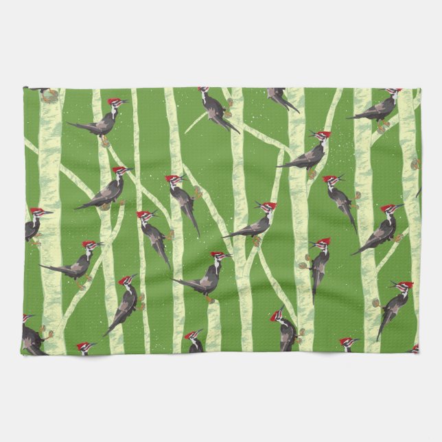 LINGE DE CUISINE WOODPECKER DANS LES ARBRES MOTIF (Horizontal)