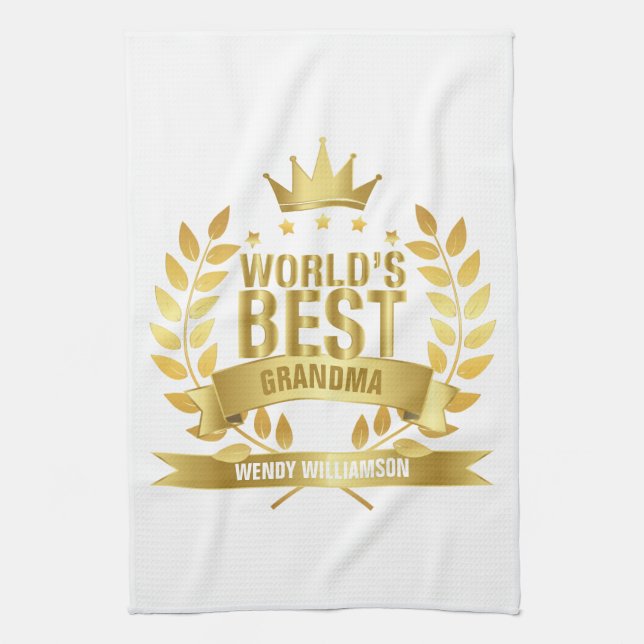 Linge De Cuisine World's Best Grandma Grandmother Gold Fun (Vertical)