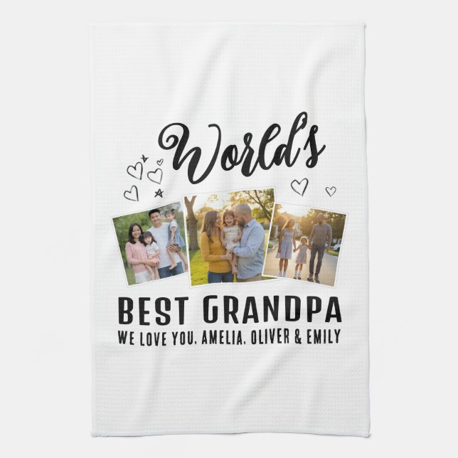 Linge De Cuisine World's Best Grandpa Custom 3 Photo Collage (Vertical)