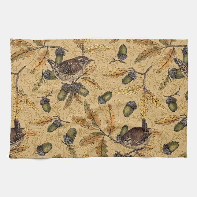 Linge De Cuisine Wrens et glands sur le miel (Horizontal)