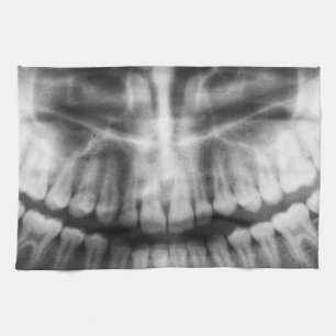 Linge De Cuisine X-Ray Teeth Bouche sourire noir et blanc