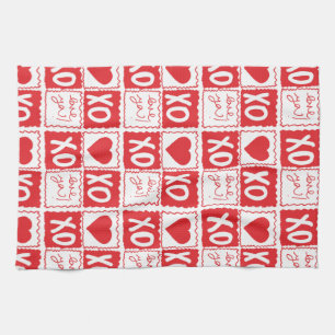 Linge De Cuisine XOXO Cœur d'amour Saint-Valentin Rouge Blanc