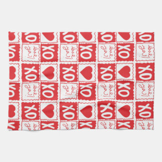 Linge De Cuisine XOXO Love Heart Valentines Red White