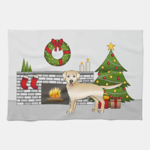 Linge De Cuisine Yellow Labrador Retriever - Salle de Noël festive