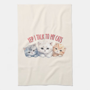 Linge De Cuisine Yep, je parle à My Cats - Adorable Trio Cat Design