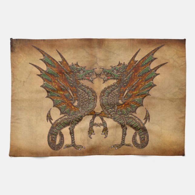 Linge De Cuisine Yes Old Medieval Dragon Design (Horizontal)
