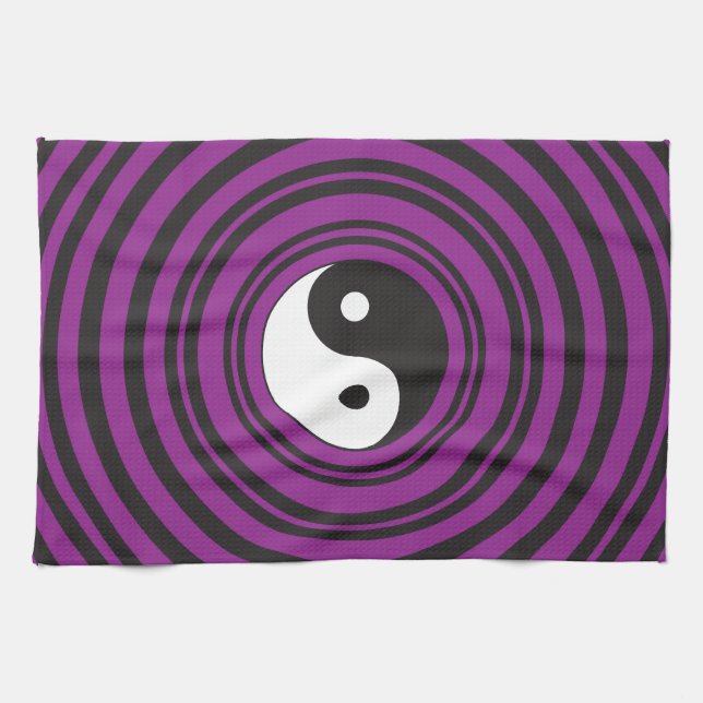 Linge De Cuisine Yin Yang Taijitu symbole Cercles noirs violets (Horizontal)