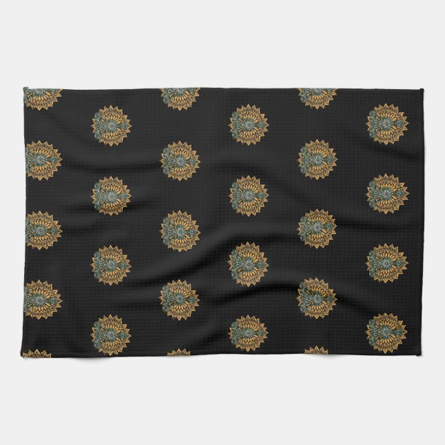 Linge De Cuisine Yoga Lotus Pose Zen Graphisme (Horizontal)