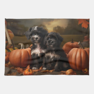Linge De Cuisine Yorkipoo Chiot Automne Citrouille délice