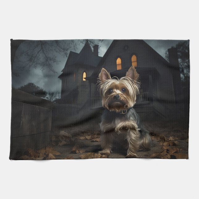 Linge De Cuisine Yorkshire Terrier Halloween Épouvantable (Horizontal)