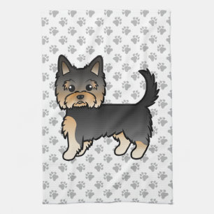 Linge De Cuisine Yorkshire Terrier noir et feu Dessin animé Chien &