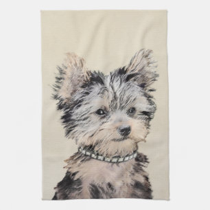 Linge De Cuisine Yorkshire Terrier Puppy Peinture Chien original