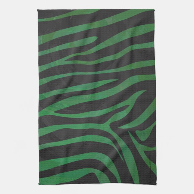 Linge De Cuisine Zebra Black et Green Print (Vertical)