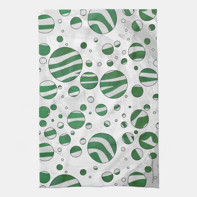 Linge De Cuisine Zebra Green et White Polka Dot (Vertical)
