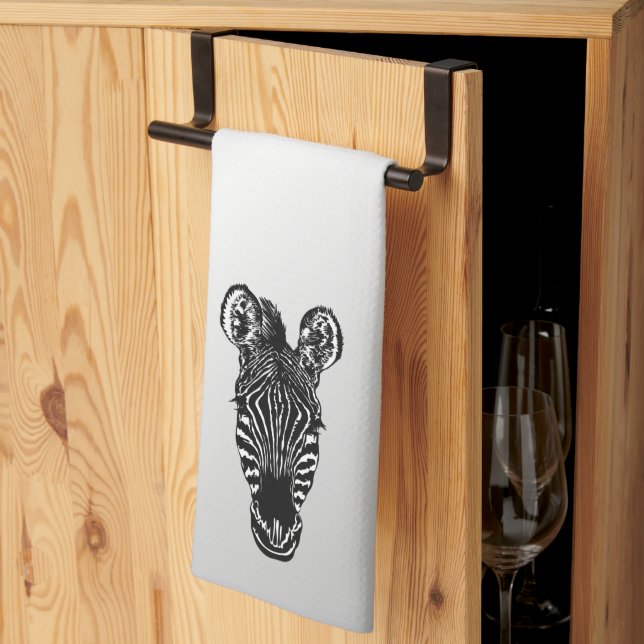 Linge De Cuisine Zebra Head sur Silver (Pliage en tiers)