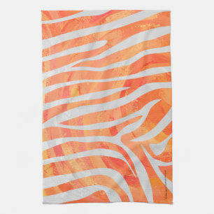Linge De Cuisine Zebra Orange and White Print