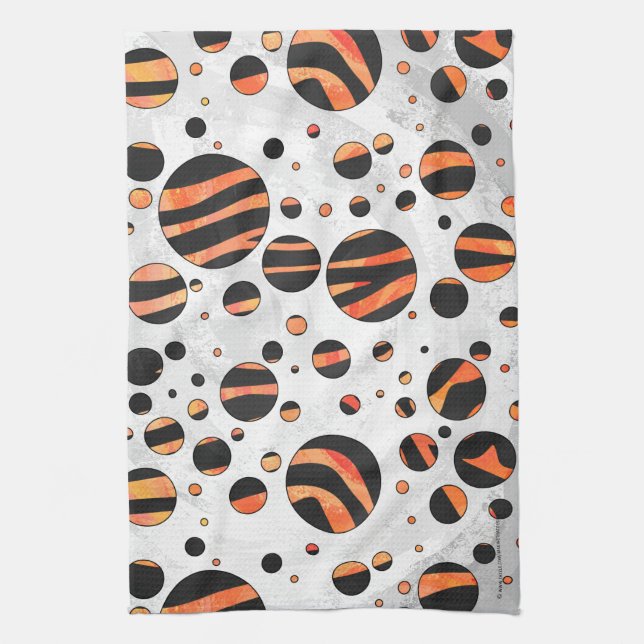 Linge De Cuisine Zebra Pois noirs et orange (Vertical)
