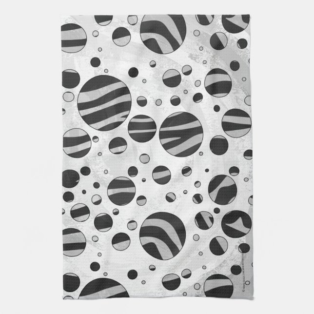 Linge De Cuisine Zebra Polka point noir et gris clair (Vertical)