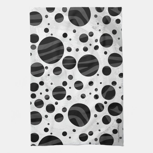 Linge De Cuisine Zebra Polka point noir et gris impression (Vertical)
