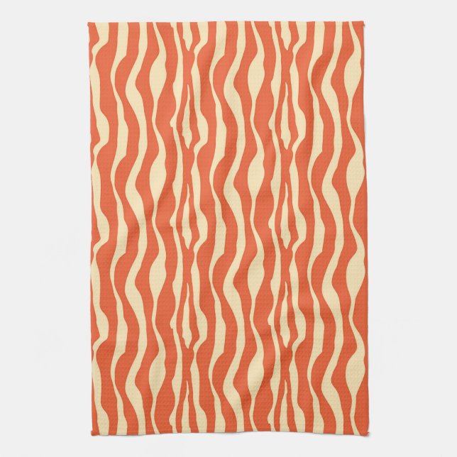 Linge De Cuisine Zèbre rayures - Mandarin et orange clair (Vertical)