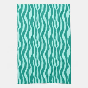 Linge De Cuisine Zèbre rayures - Turquoise et Aqua