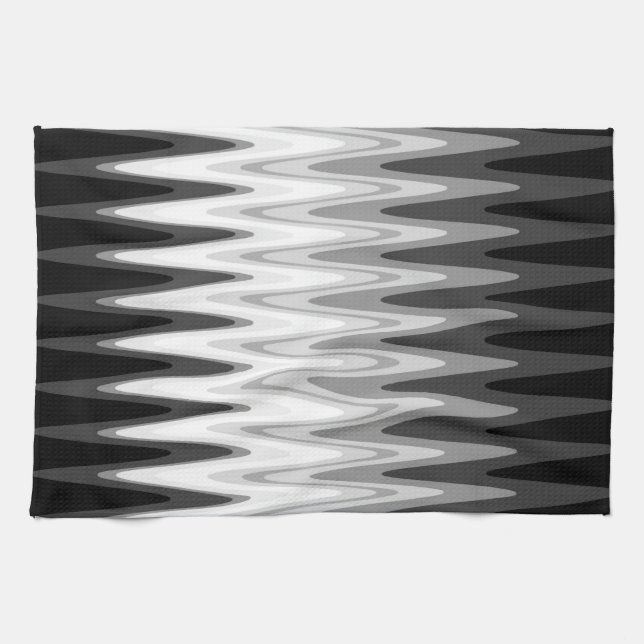 Linge De Cuisine Zig Zag noir blanc gris Motif (Horizontal)