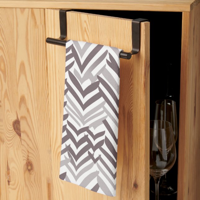 Linge De Cuisine ZigZag Brown et blanc (Pliage en tiers)