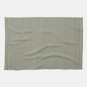 Linge De Cuisine Zigzag de chevron fin motif noir et crème