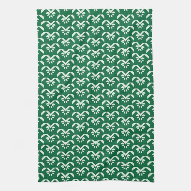 Linge De Cuisine Zigzag floral vert (Vertical)