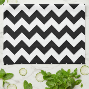 Linge De Cuisine Zigzag noir et blanc